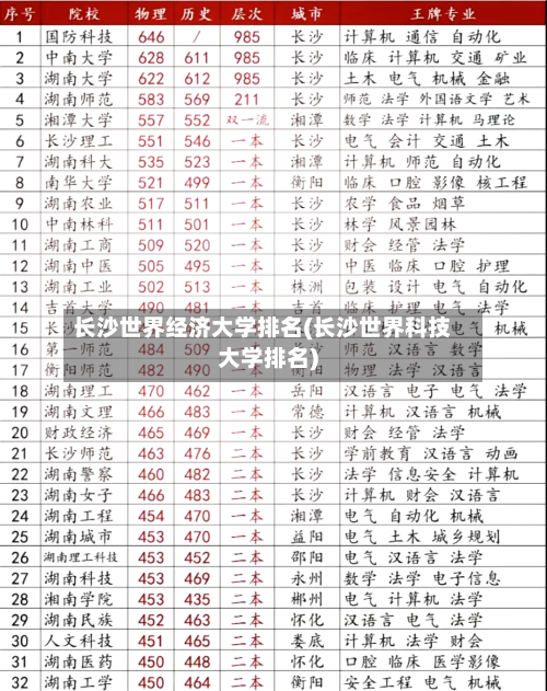 长沙世界经济大学排名(长沙世界科技大学排名)-第2张图片