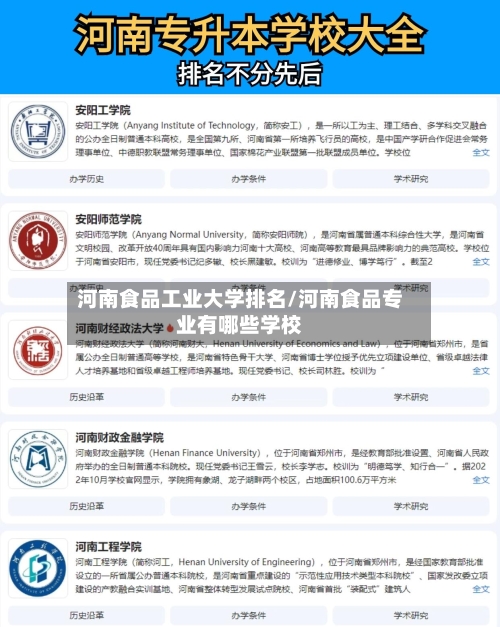 河南食品工业大学排名/河南食品专业有哪些学校-第2张图片