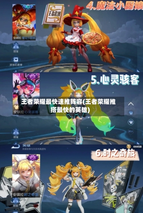 王者荣耀最快速推阵容(王者荣耀推搭最快的英雄)