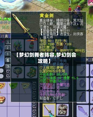 【梦幻剑舞者阵容,梦幻剑会攻略】