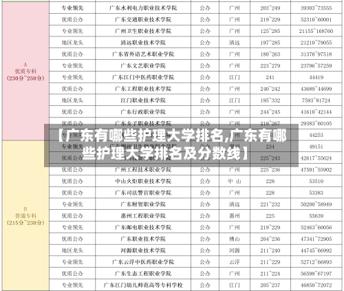 【广东有哪些护理大学排名,广东有哪些护理大学排名及分数线】