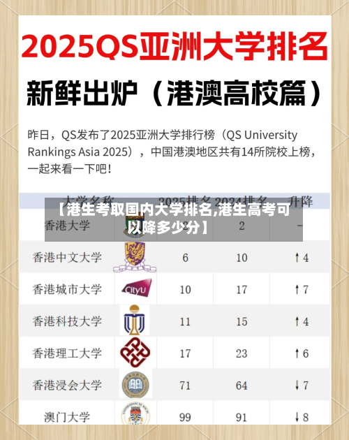 【港生考取国内大学排名,港生高考可以降多少分】