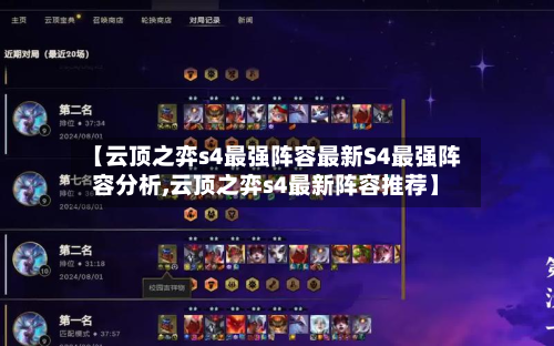 【云顶之弈s4最强阵容最新S4最强阵容分析,云顶之弈s4最新阵容推荐】