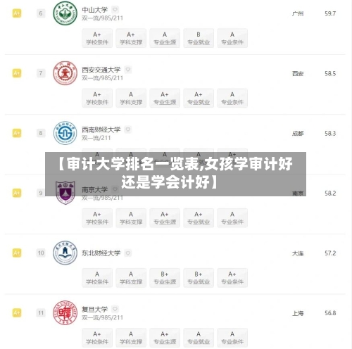【审计大学排名一览表,女孩学审计好还是学会计好】