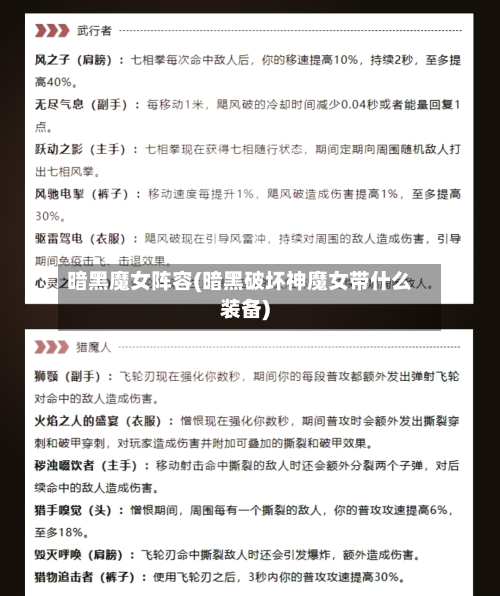 暗黑魔女阵容(暗黑破坏神魔女带什么装备)