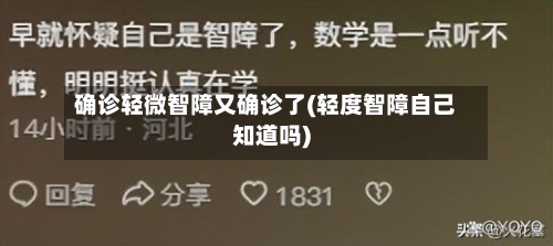 确诊轻微智障又确诊了(轻度智障自己知道吗)