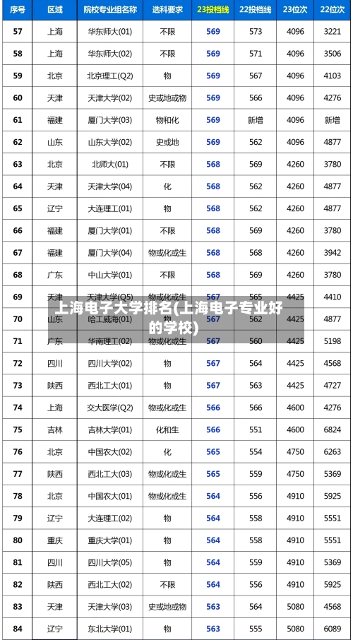 上海电子大学排名(上海电子专业好的学校)