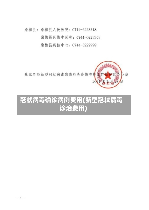 冠状病毒确诊病例费用(新型冠状病毒诊治费用)