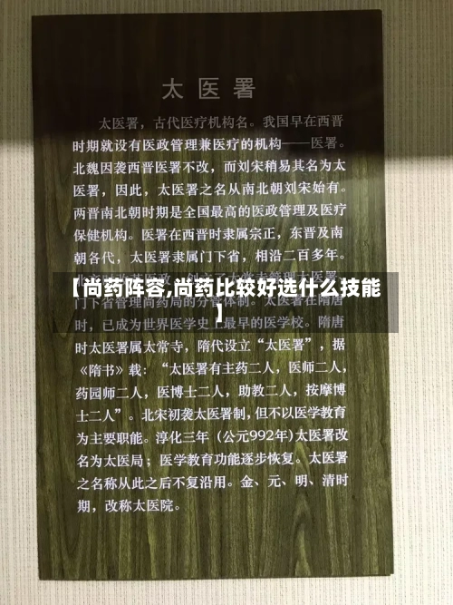 【尚药阵容,尚药比较好选什么技能】